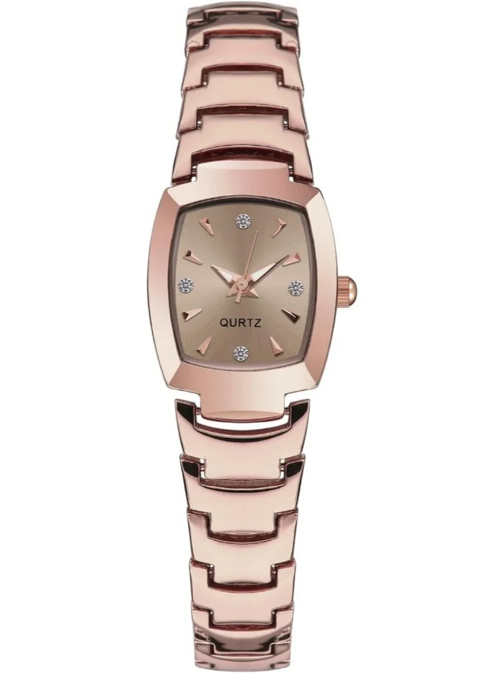Women's Rose Gold Analog Steel Dainty Rectangle Waterproof Square Wrist Watch